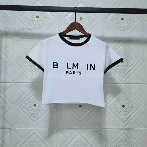 

womens designer t shirt crop letters printed tee summer t-shirt female casual short sleeves crew neck barmans1, White