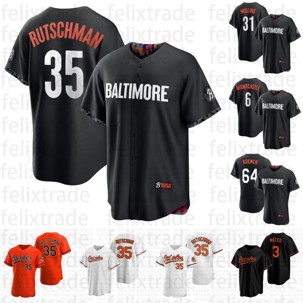 

baltimore adley rutschma orioles 2023 city connect jersey gunnar henderson ryan mountcastle adam frazier jorge mateo kyle gibson austin hays, Blue;black