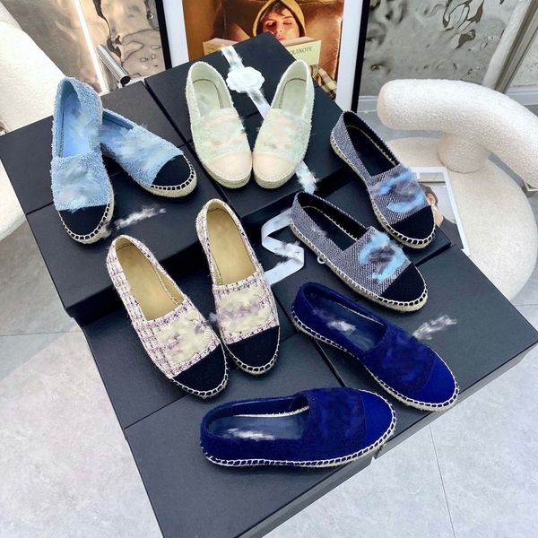 

32 color women casual shoes espadrilles classic interlocking c summer designers ladies flat beach half slippers woman loafers fisherman canv, Black