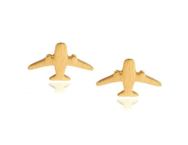 

10 pairs fashion jewelry cute airplane earrings for women stud earings christmas gift8206155, Golden;silver