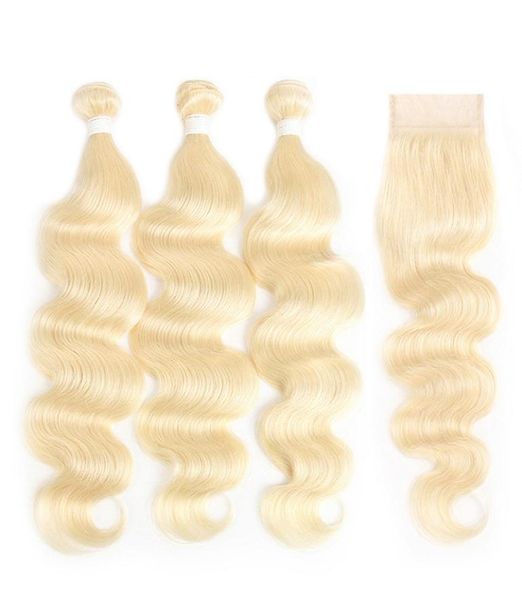 

brazilian virgin hair body wave bundles with closure with baby hair 613 blonde 3pcs 100 human hair weave bundles with 44 lace cl4365702, Black;brown