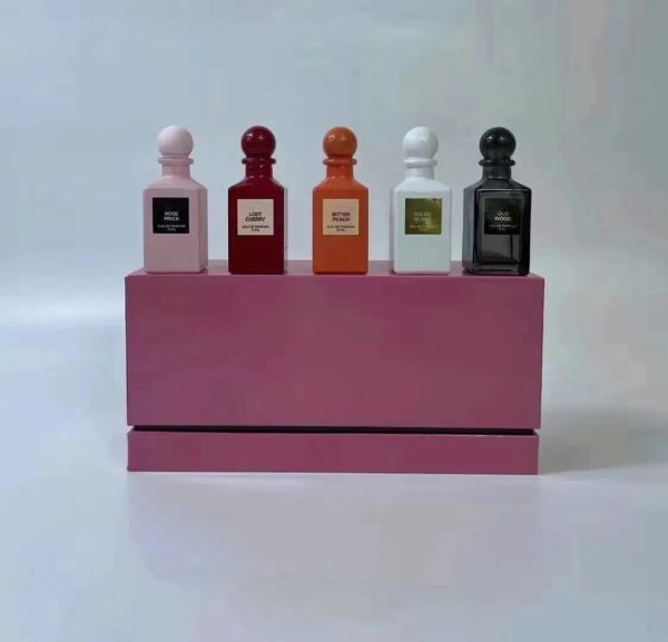 

ragrance 5pcs set 12ml perfume spray kit long lasting good smell soleil blanc oud wood lost cherry rose prick bitter peach parfum