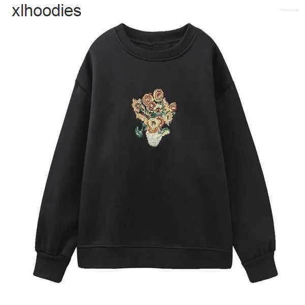 

women's hoodies women 2022 autumn fashion printing basic sweatshirts vintage o neck long sleeve female pullovers chic cnas, Black