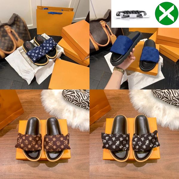 

wholesale with box flip flops slides designer women slippers sandals l slides oran sandal sandal luxury h sandals mens mandals size pool sli, Black