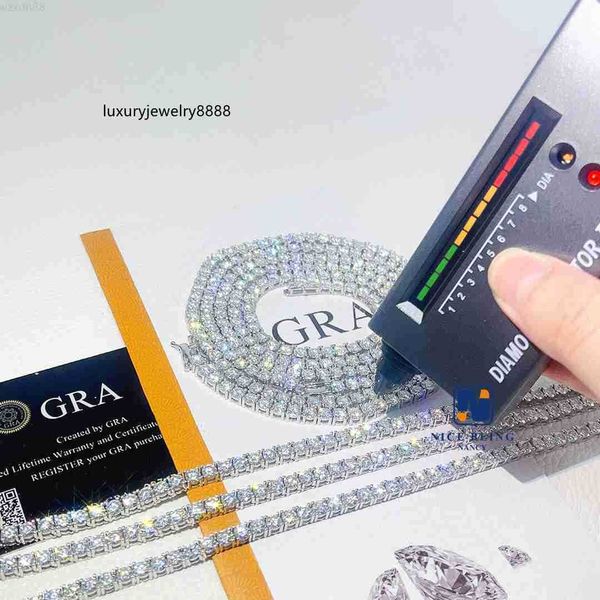 

full size pass diamond tester iced out moissanite diamond hip hop jewelry tennis chain 925 silver tennis necklace bracelet
