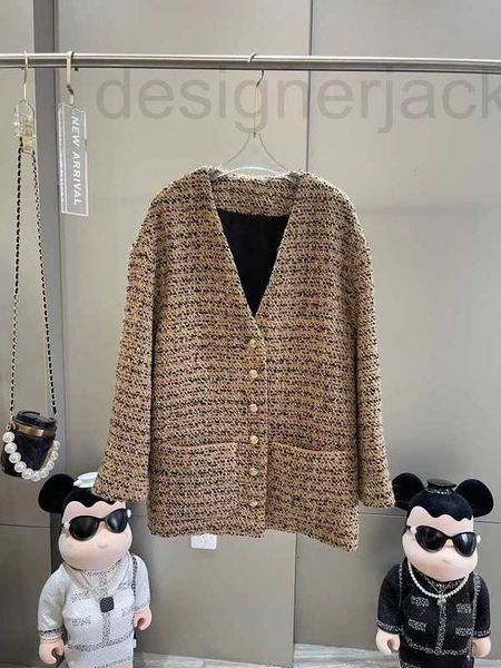 

women's jackets designer brand 2023 new women autumn winter ootd fashion jacket high-end metal buckle tweed casual spring coat cardigan, Black;brown