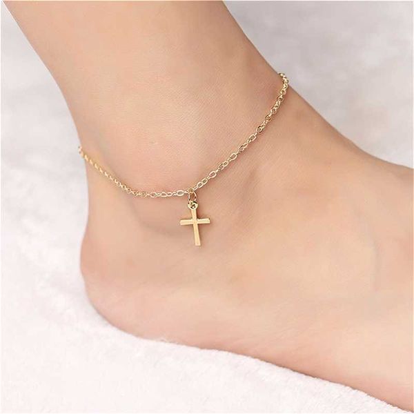 

anklets bohemia cross pendant ankle bracelet fashion foot jewelry for women summer beach party accessory stainless steel anklet 230607, Red;blue