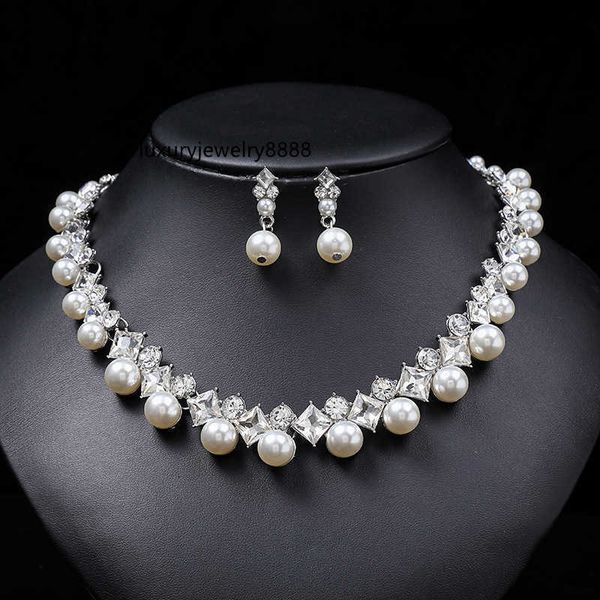 

designer jewelry jewelry wedding gifts evening accessories new pearl necklace set women's light luxury versatile chain bone chain, Silver