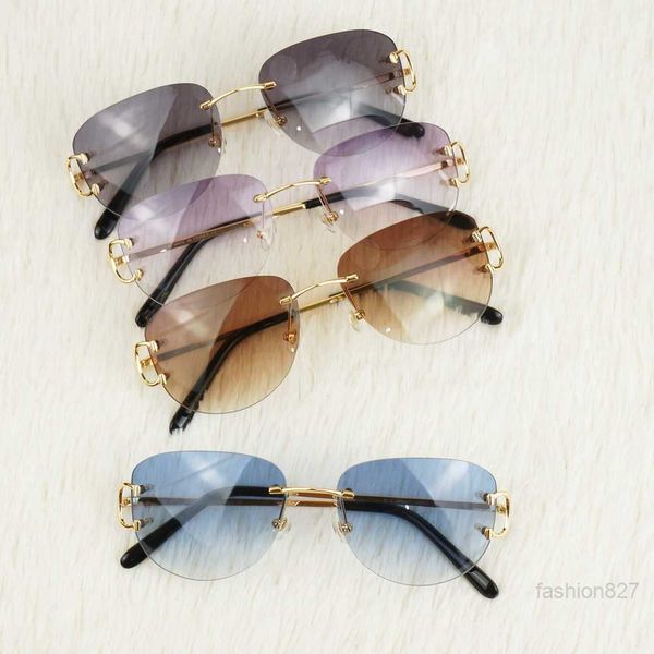 

rimless pilot style sunglasses for men women colorful choice for summer luxury carter glasses super quality wholesale eyewear decoration sha, Black