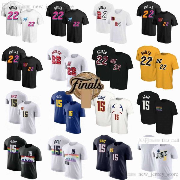 

22 jimmy butler digital print 15 jokic basketball short sleeve t-shirt 2023 home away games summer t-shirt new city white black blue jersey, Black;red