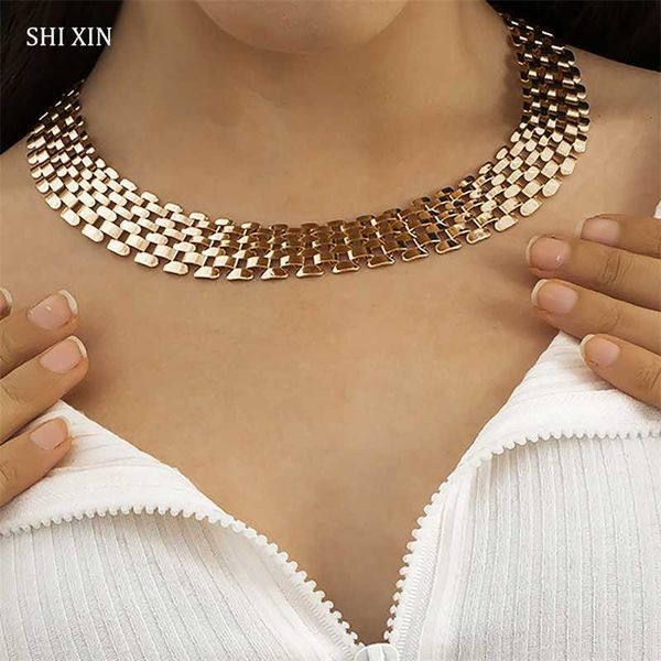 

strands shixin exaggerated chunky chain necklace for women big short choker necklaces neck 2023 fashion collar jewelry 230613, Black