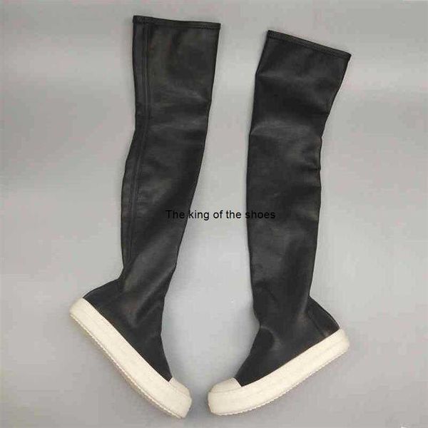 

rick hip hop ro owens women's high boots casual snow flats woman shoes women winter 2021258v, Black