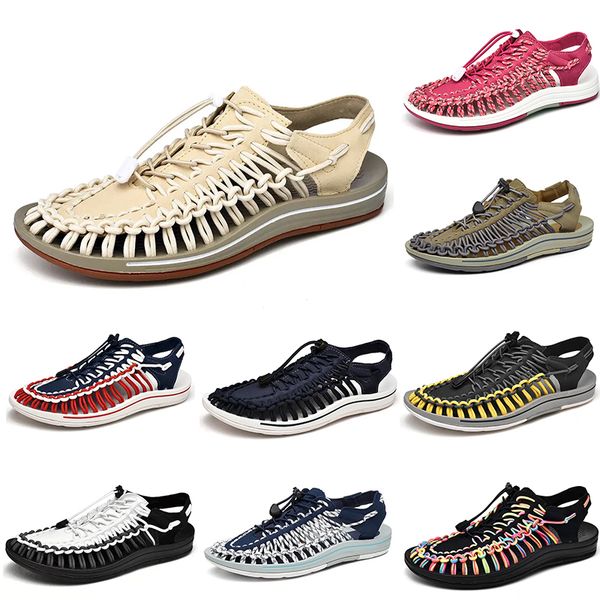 

sandals 2023 white woven blue beach breathable shoes beige pink brown black red mens trainers outdoor sports702