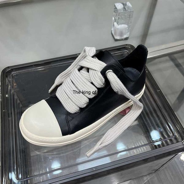 

casual shoes men round owens gray 2023 low white genuine leather ro big jumbo lace up thick sole breathable comfortable women luxury black s