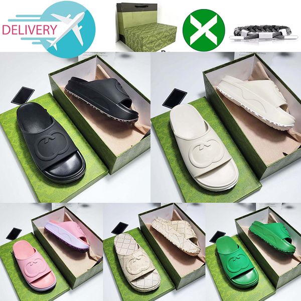 

interlocking rubber slippers women macaron thick sole shoes purple turquoise breathable non-slip slipper home casual summer embossed mules 3, Black