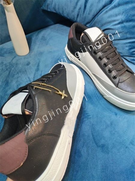 

new luxurys fashion white black leather calfskin sneakers shoe comfort outdoor trainers womens and men casual walking size35-46