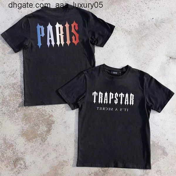 

designer fashion clothing tees tshirt trapstar paris letter printing small fashion brand loose round neck men's women's short slee, White;black
