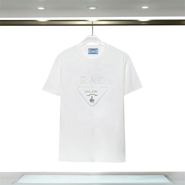 

23ss designer tide t shirts chest letter laminated print short sleeve high street loose oversize casual t-shirt 100% pure cotton for men an, White;black