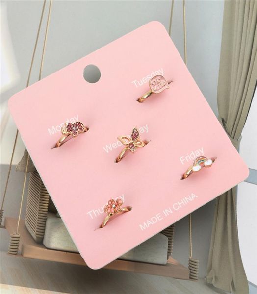 

2021 pink butterfly flower popular fashion childrens kids baby girls princess ring rainbow alloy jewelry sets drip rings for baby 9703393, Silver
