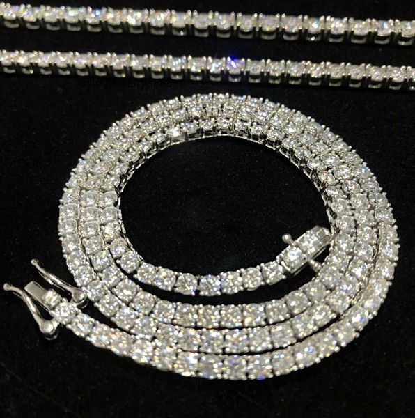 

wholesale price jewelry custom 16'' 18'' choker square cut moissanite shiny diamond stones clustered tennis necklace men, Silver