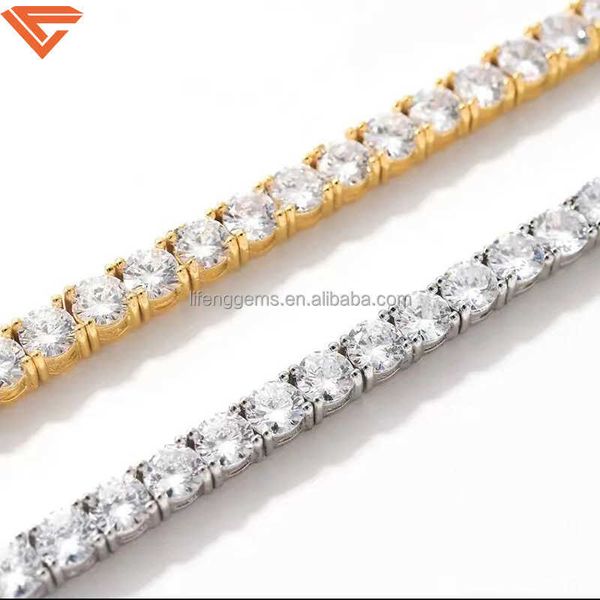 

moissanite cluste diamond 4mm 16/18/20/22/24 inches tennis chain, Silver