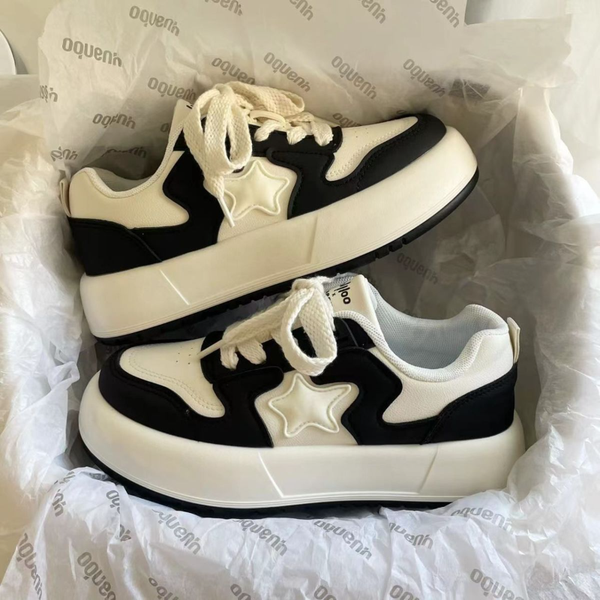

fashion casual platform shoes for women contrast color 2023 new trend comfortable female shoes student designer footwear, Black