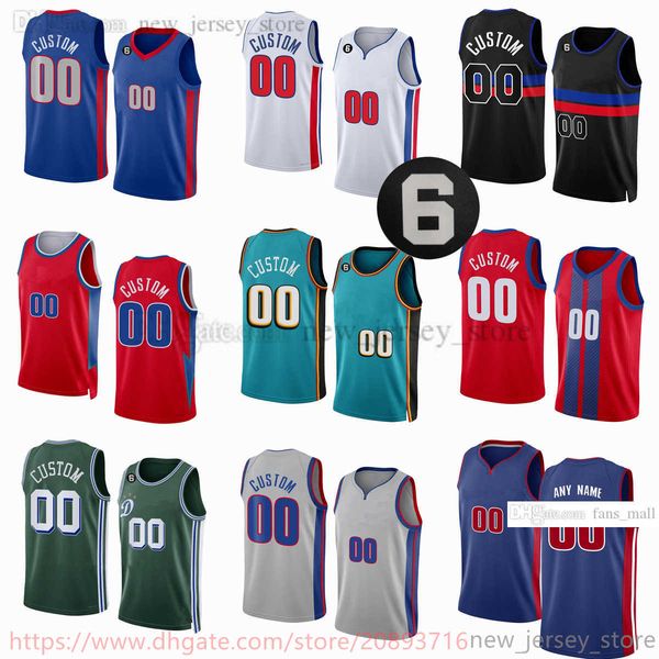 

custom printed 2023 new basketball jerseys 44 bojan bogdanovic 2 cade cunningham 5 alec burks 7 killian hayes 28 isaiah stewart marvin bagle, Black;red
