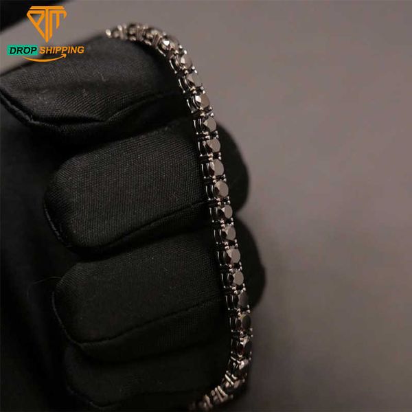 

dropshipping 2023 item silver pass diamond tester black moissanite tennis chain bracelet for women