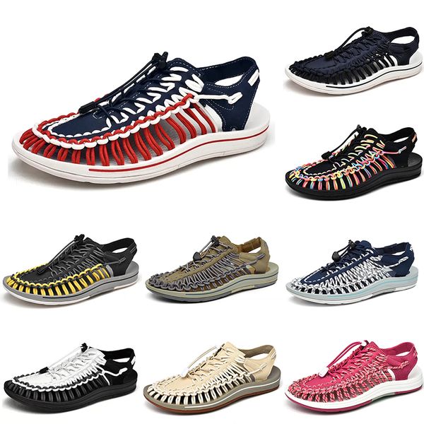 

2023 breathable beach woven shoes men white blue beige pink brown black red outdoor sports color9