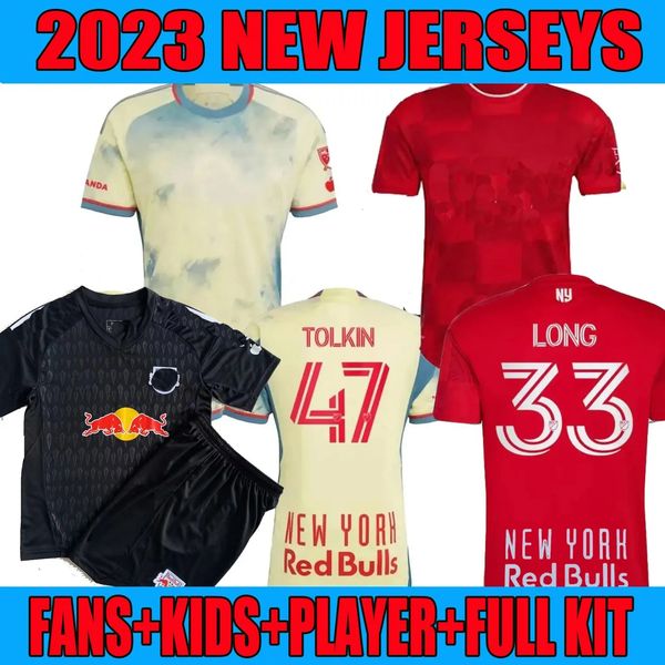 

s-4xl soccer jerseys new york red 23 24 bulls fans player version morgan 2023 2024 edelman tolkin casseres jr. elias football shirt mens kid, Black;yellow