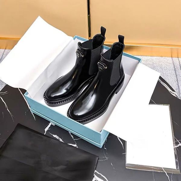 

designer boots women's luxury boots with pouch matt patent leather inverted triangle buckle luxury boots brand ankle boots multi style, Black