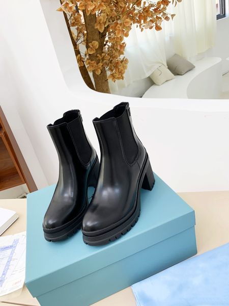 

winter woman ankle boots brand designer boots martin boot kelly buckle funk ankles bootie cowskin thick soles chunky heel black genuine leat