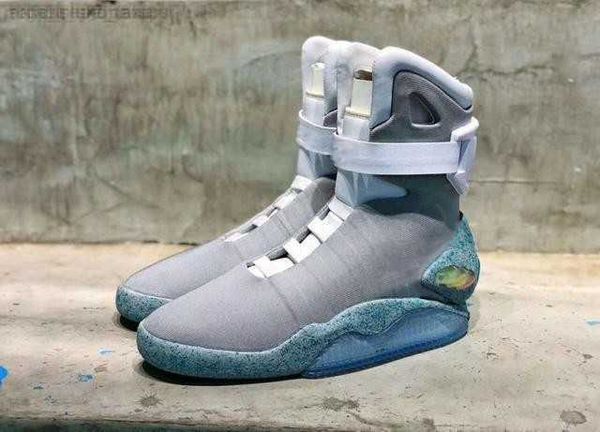 

boots automatic laces air mag sneakers marty mcfly's led outdoor shoes man back to the future glow in the dark gray boots mcflys mags w, Black