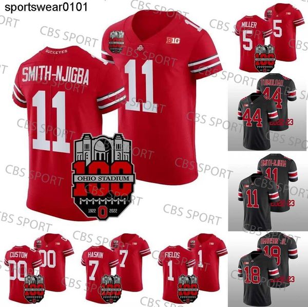 

ohio state buckeyes ncaa football jersey college c.j. stroud jaxon smith-njigba 100 year stadium harrison jr. williams egbuka, Black