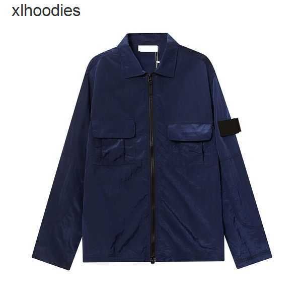 

men's jackets 22ss toney spring compass badge sleeve patched stone women men pocket coat streetwear turn down collars windbreaker 09160, Black