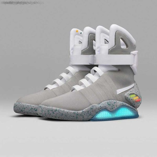 

2023 back to the future automatic laces air mag sneakers marty mcfly's led shoes back to the future glow in dark gray mcflys sneakers w, Black