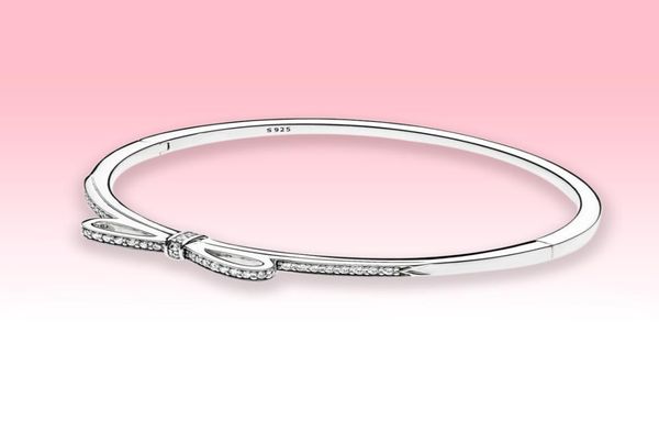 

women cz diamond bow bangle bracelets jewelry for 925 sterling silver wedding engagement bracelet with original box4667116, Black