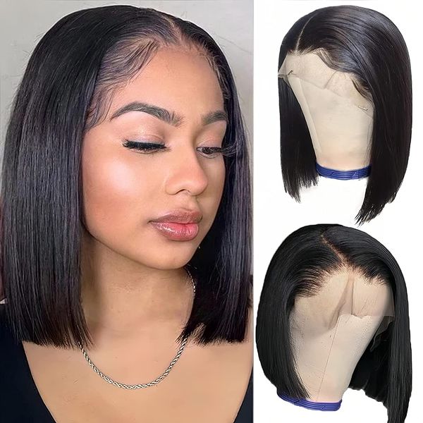 

bob wig human hair straight lace front wigs human hair 150% density wigs for women glueless wigs 10 inch, Black;brown