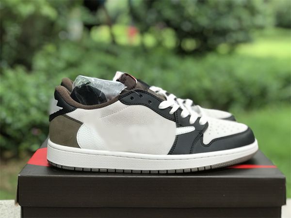 

reverse mocha 1 low basketball shoes ts 1s cactus jack fragment dark mocha black men womens sports sneakers with original box, Red;white