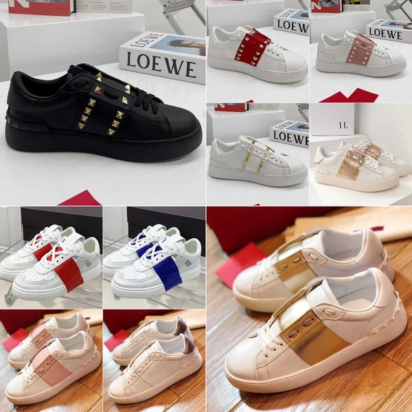 

designer og shoes casual sneakers sport skateboarding trainers punk rivets low leather skateboard studded trendy women trainer sneakers, Black
