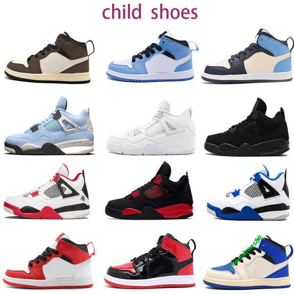 

2023 designer shoe chid athletic basketball shoes sneakers baby 1 1s dark mocha j1 unc blue obsidian 4 4s black cats j4 cool grey bred babie