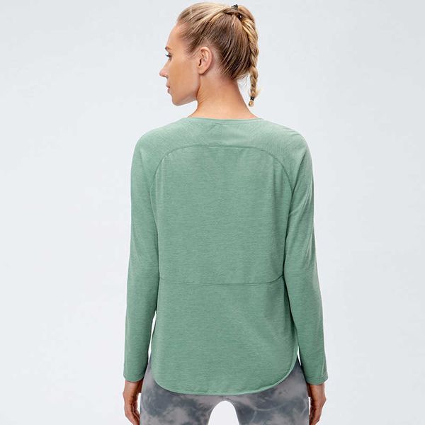 

lulu women's long sleeve gym fitness shirt womens clothing breathable outdoor jogging workout blouses sportswear t-shirt woman lady