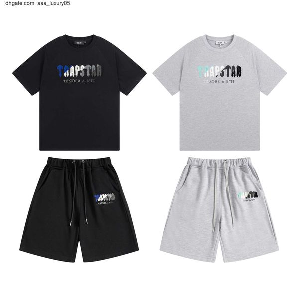 

designer fashion clothing tees tshirt trapstar blue white towel embroidery fashion brand loose relaxed men's women's fashion short, White;black