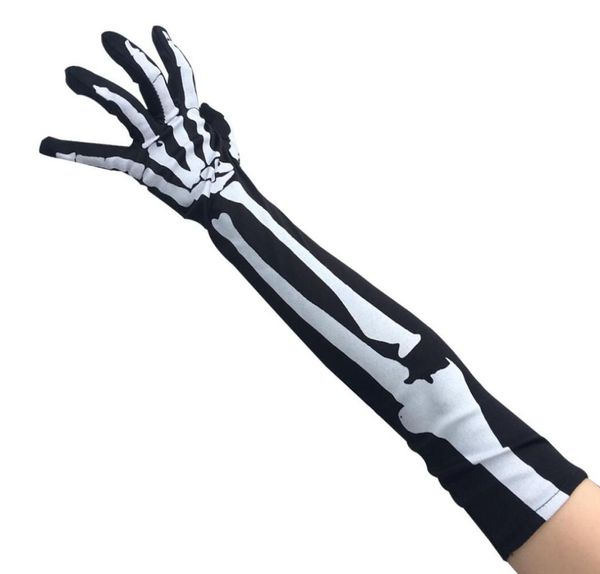

new halloween handbone gloves skull long section five fingers gloves sleeves finger gloves halloween costumes props4303723, Blue;gray