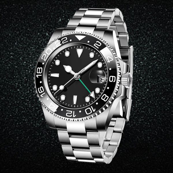 

automatic watch ceramics bezel watch luxury watches for mens mechanical montre de luxe sapphire wristwatch stainless steel aaa luminous wate, Slivery;brown