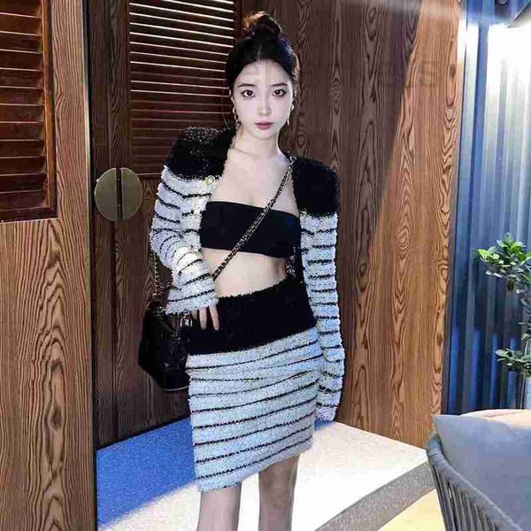 

two piece dress designer women's brand sets new autumn three piece fashion jacket short skirt sling waistcoat casual spring women high-, White