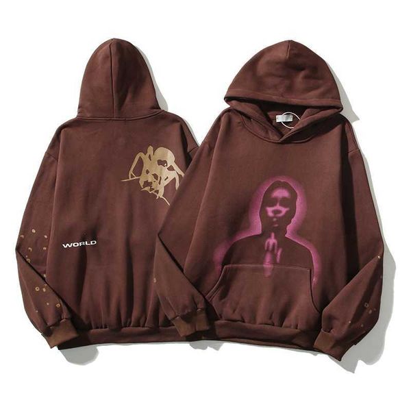 

sweatshirts the same 5555555 hoodie figure spider men's and women's sweater for young thug stars, Black