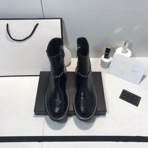

women luxury designers ankle boots half boots black calfskin quality flat lace up shoes adjustable zipper opening motorcycle boots 02