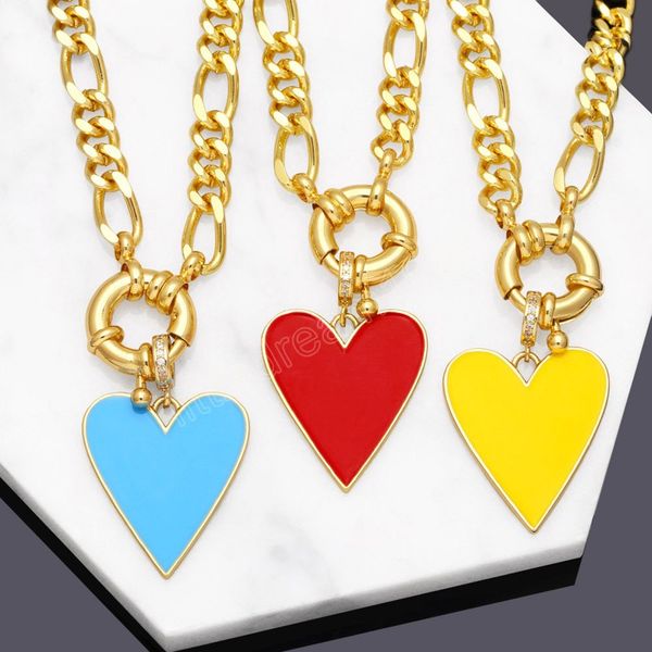 

lovely yellow/pink neon love heart necklace pendant classic hip hop chain choker for teens women party jewelry gifts, Silver