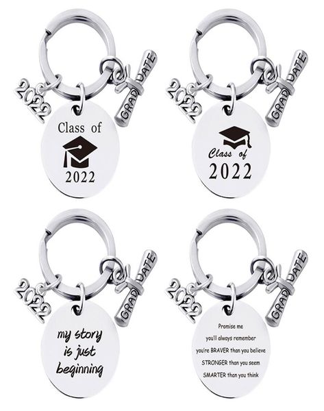 

2022 stainless steel graduation keychain pendant metal keychains key chain luggage decoration keyring creative graduation gift5567239, Silver